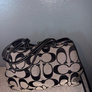 Coach Black and Silver Shoulder Bag